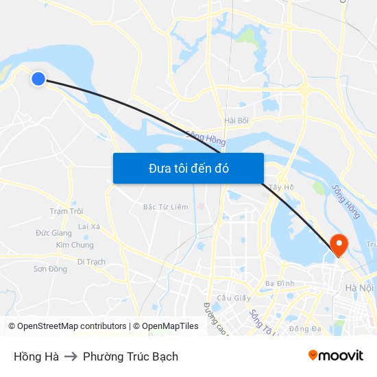 Hồng Hà to Phường Trúc Bạch map
