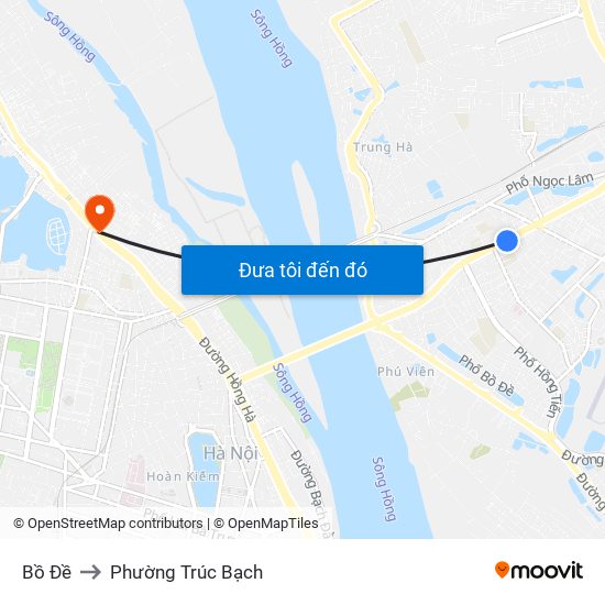 Bồ Đề to Phường Trúc Bạch map