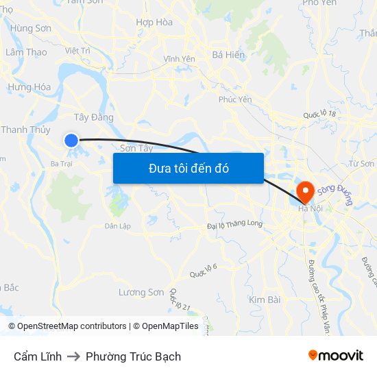 Cẩm Lĩnh to Phường Trúc Bạch map