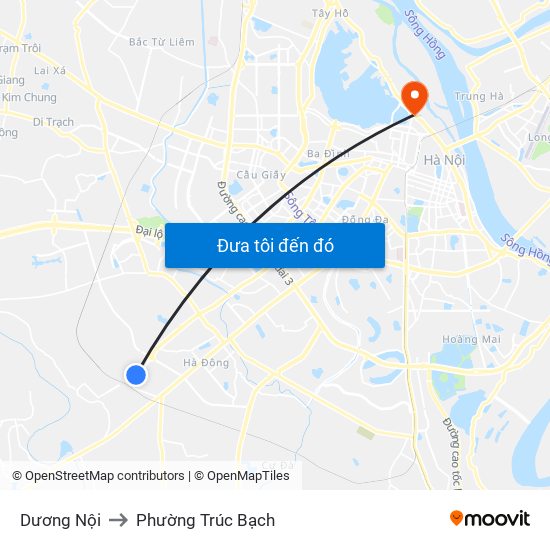 Dương Nội to Phường Trúc Bạch map