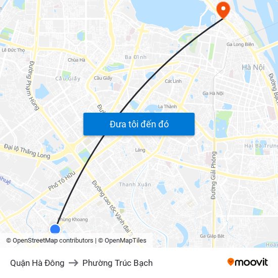 Quận Hà Đông to Phường Trúc Bạch map