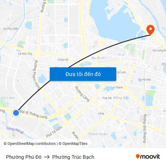 Phường Phú Đô to Phường Trúc Bạch map