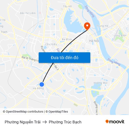 Phường Nguyễn Trãi to Phường Trúc Bạch map