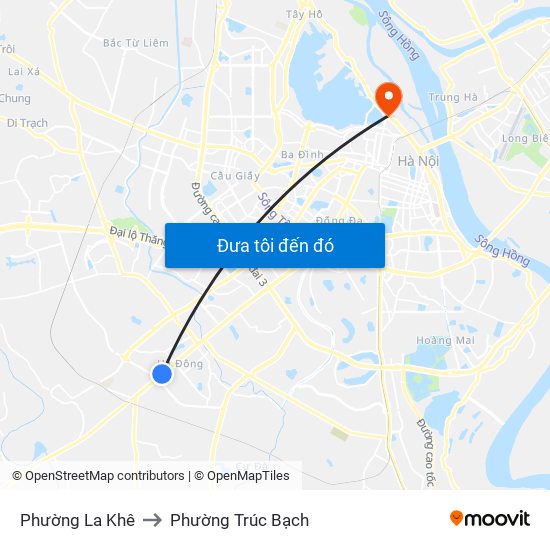 Phường La Khê to Phường Trúc Bạch map