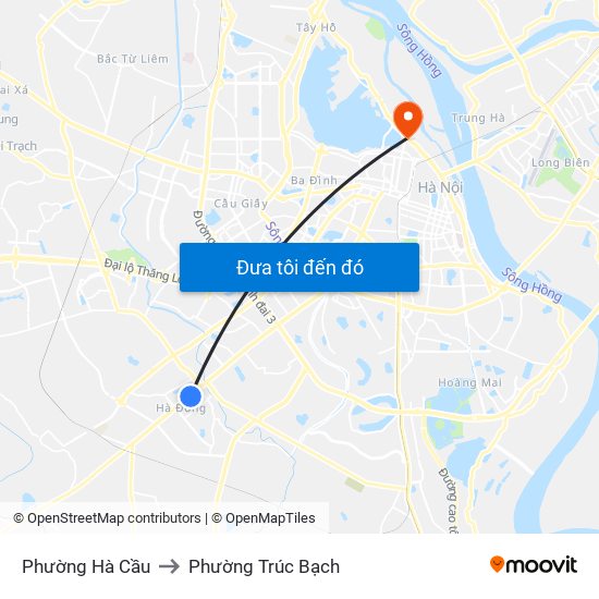 Phường Hà Cầu to Phường Trúc Bạch map