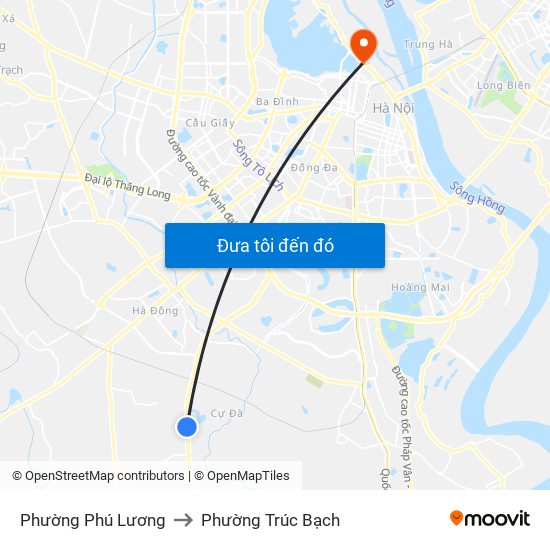 Phường Phú Lương to Phường Trúc Bạch map