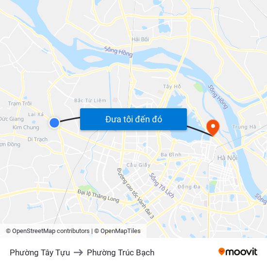 Phường Tây Tựu to Phường Trúc Bạch map