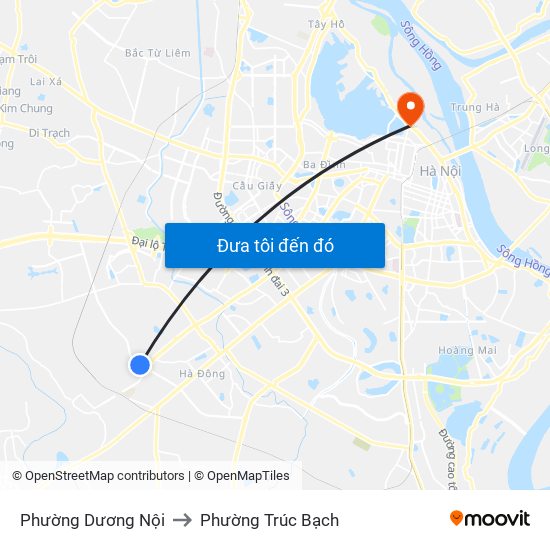 Phường Dương Nội to Phường Trúc Bạch map