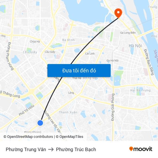 Phường Trung Văn to Phường Trúc Bạch map
