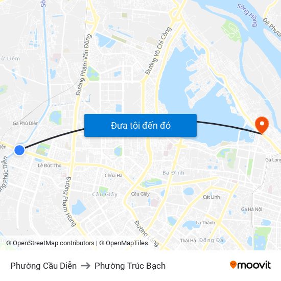 Phường Cầu Diễn to Phường Trúc Bạch map