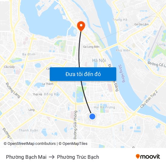 Phường Bạch Mai to Phường Trúc Bạch map