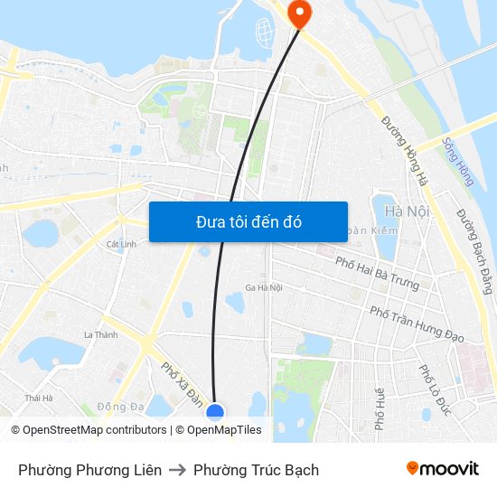 Phường Phương Liên to Phường Trúc Bạch map