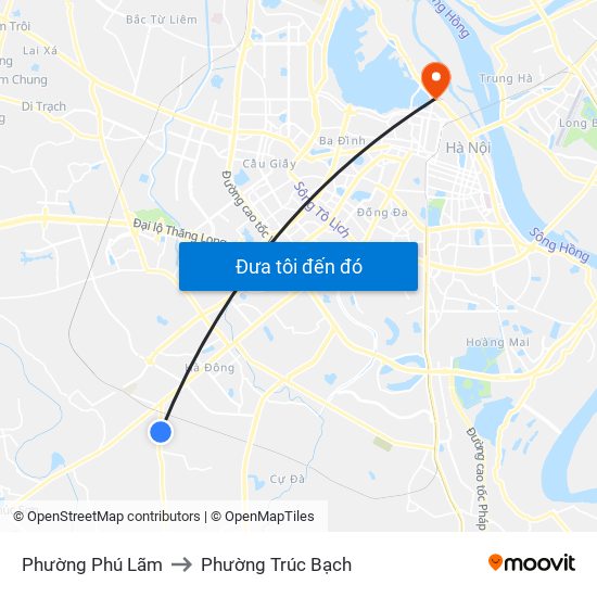 Phường Phú Lãm to Phường Trúc Bạch map