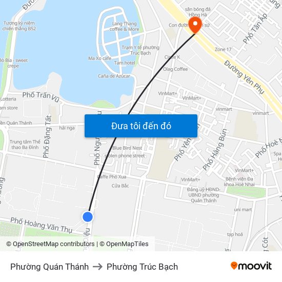 Phường Quán Thánh to Phường Trúc Bạch map