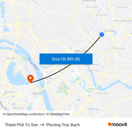 Thành Phố Từ Sơn to Phường Trúc Bạch map