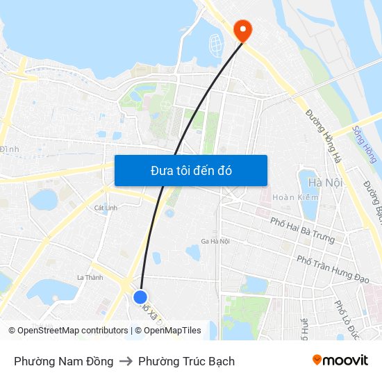 Phường Nam Đồng to Phường Trúc Bạch map