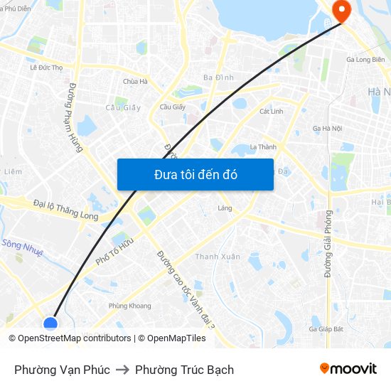 Phường Vạn Phúc to Phường Trúc Bạch map