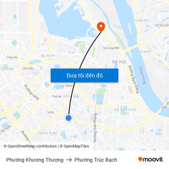 Phường Khương Thượng to Phường Trúc Bạch map