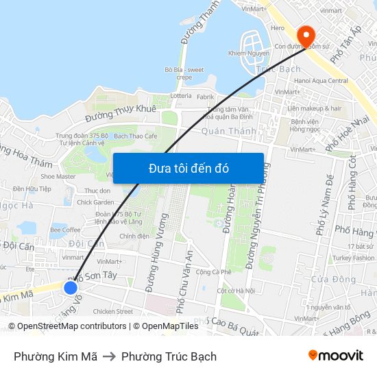 Phường Kim Mã to Phường Trúc Bạch map