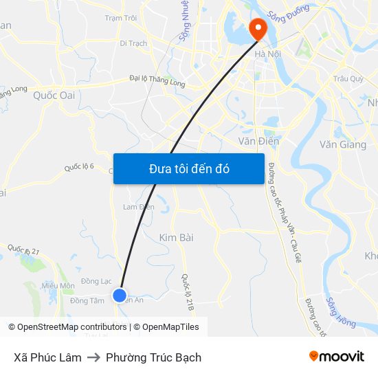 Xã Phúc Lâm to Phường Trúc Bạch map