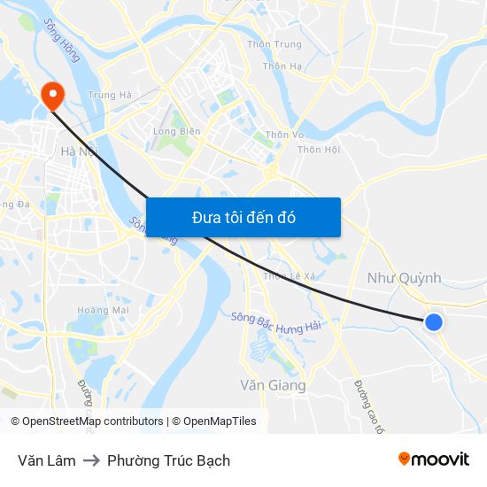 Văn Lâm to Phường Trúc Bạch map