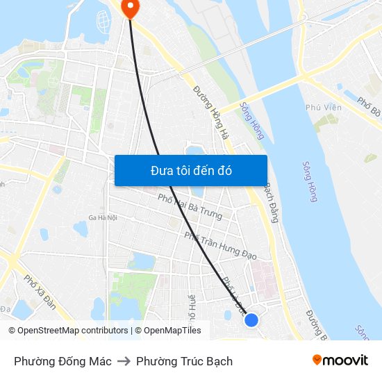 Phường Đống Mác to Phường Trúc Bạch map