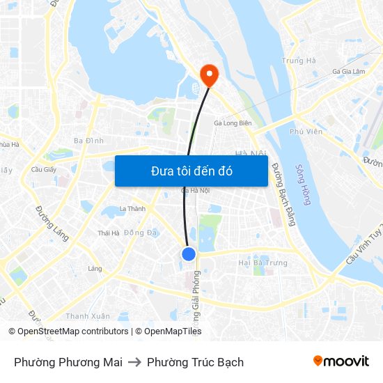 Phường Phương Mai to Phường Trúc Bạch map