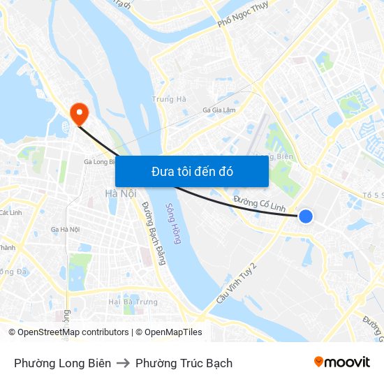 Phường Long Biên to Phường Trúc Bạch map