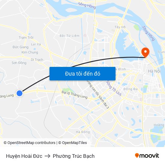 Huyện Hoài Đức to Phường Trúc Bạch map