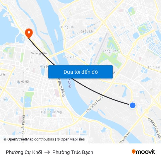 Phường Cự Khối to Phường Trúc Bạch map