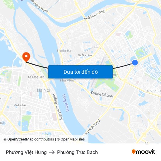 Phường Việt Hưng to Phường Trúc Bạch map