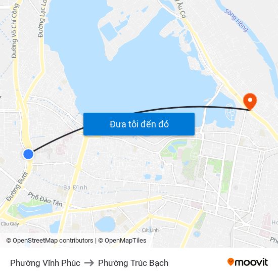 Phường Vĩnh Phúc to Phường Trúc Bạch map