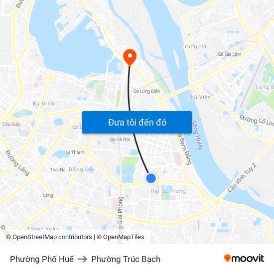 Phường Phố Huế to Phường Trúc Bạch map