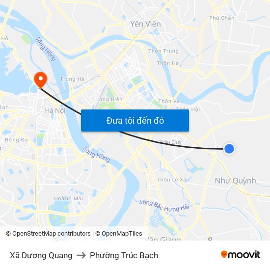 Xã Dương Quang to Phường Trúc Bạch map