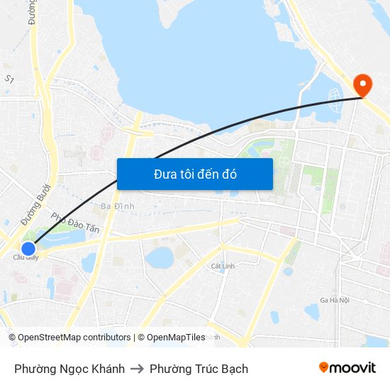 Phường Ngọc Khánh to Phường Trúc Bạch map