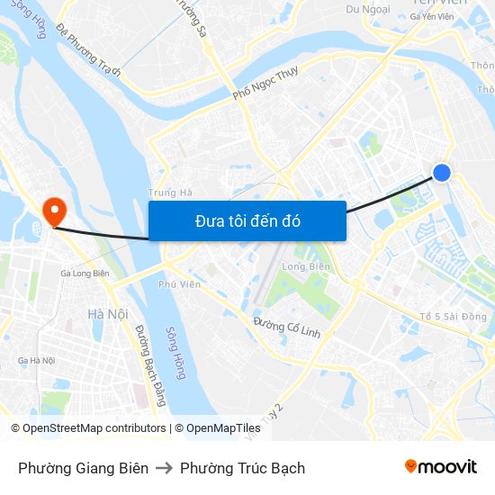 Phường Giang Biên to Phường Trúc Bạch map