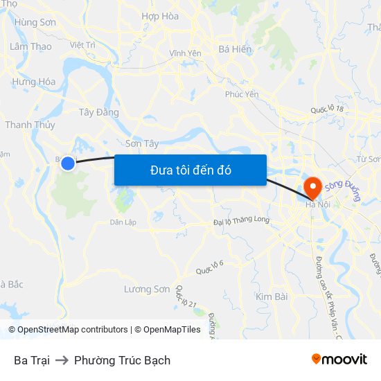Ba Trại to Phường Trúc Bạch map