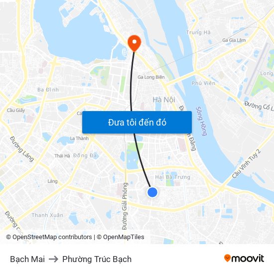 Bạch Mai to Phường Trúc Bạch map