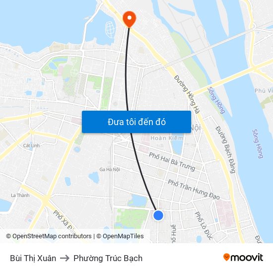 Bùi Thị Xuân to Phường Trúc Bạch map
