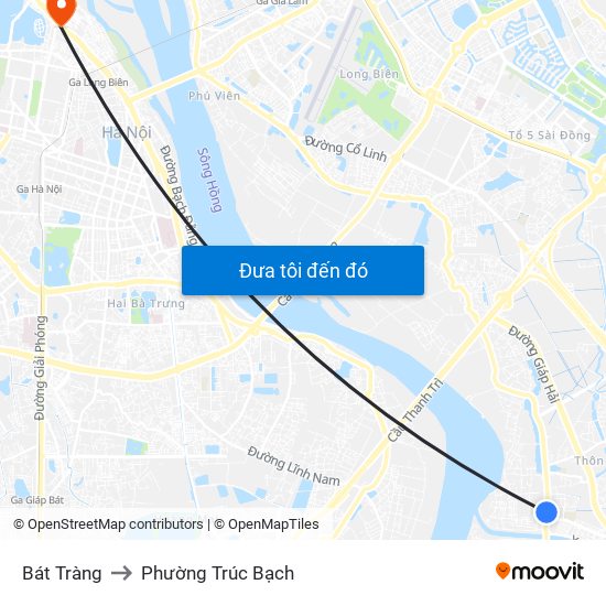 Bát Tràng to Phường Trúc Bạch map