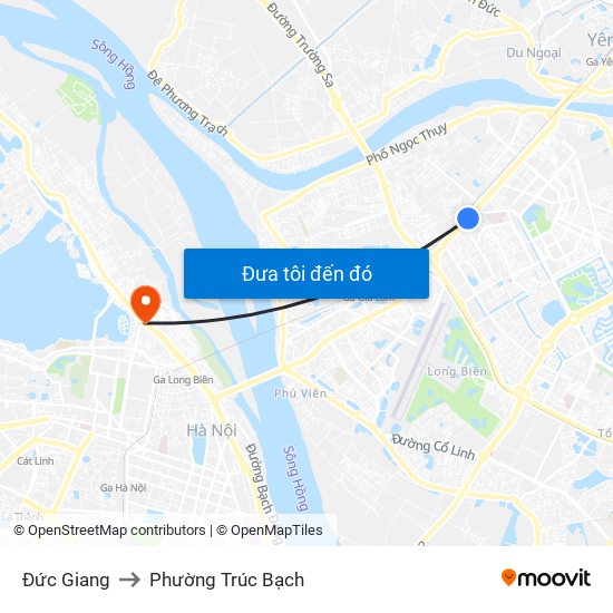 Đức Giang to Phường Trúc Bạch map