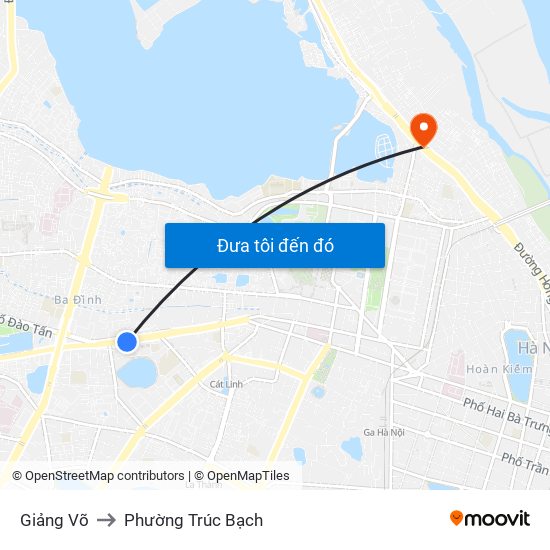 Giảng Võ to Phường Trúc Bạch map