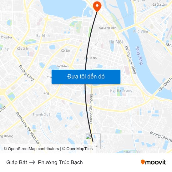 Giáp Bát to Phường Trúc Bạch map