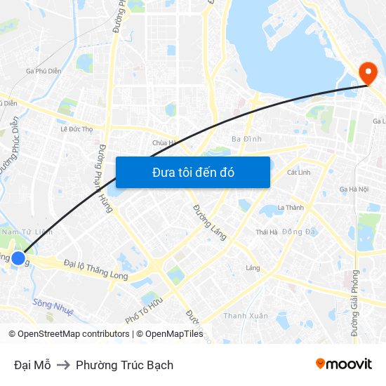 Đại Mỗ to Phường Trúc Bạch map