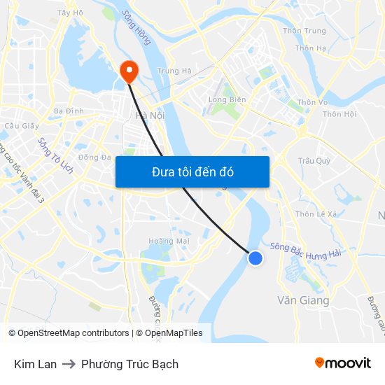 Kim Lan to Phường Trúc Bạch map