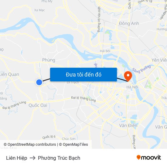 Liên Hiệp to Phường Trúc Bạch map