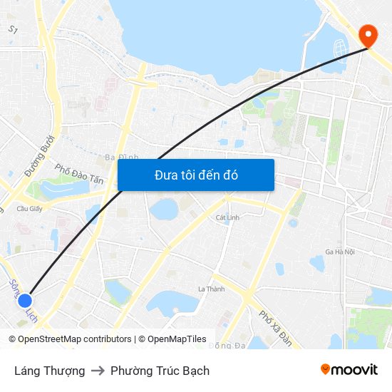 Láng Thượng to Phường Trúc Bạch map