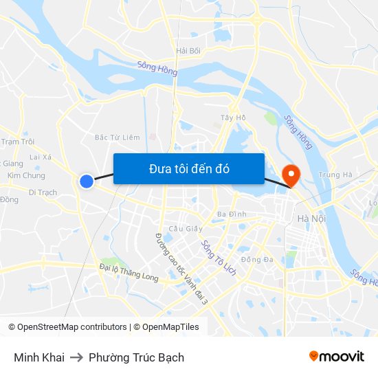 Minh Khai to Phường Trúc Bạch map