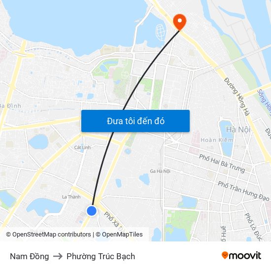 Nam Đồng to Phường Trúc Bạch map