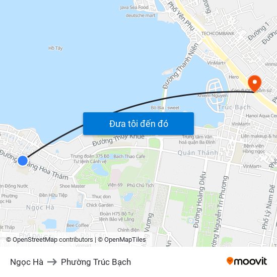 Ngọc Hà to Phường Trúc Bạch map